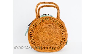 Rattan Handbag Moon Shape Filigree desaign handwoven